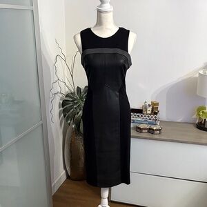 BCBGMaxAzria Black and Gray Midi Dress